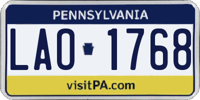 PA license plate LAO1768