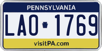 PA license plate LAO1769