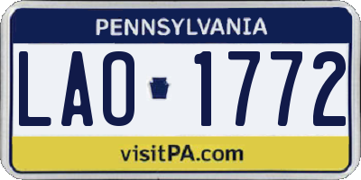 PA license plate LAO1772