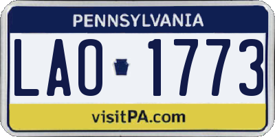 PA license plate LAO1773