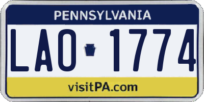 PA license plate LAO1774