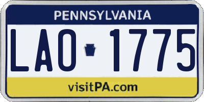 PA license plate LAO1775