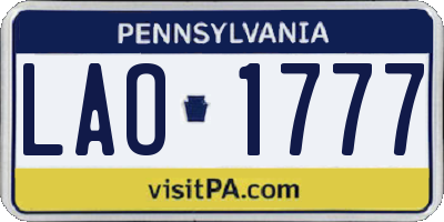 PA license plate LAO1777