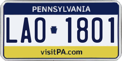PA license plate LAO1801