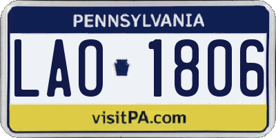 PA license plate LAO1806