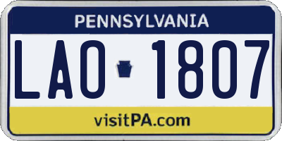 PA license plate LAO1807