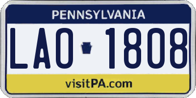 PA license plate LAO1808