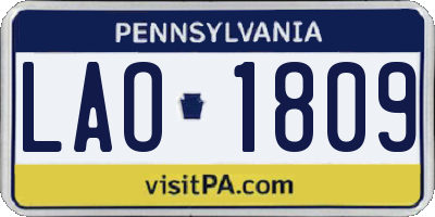 PA license plate LAO1809