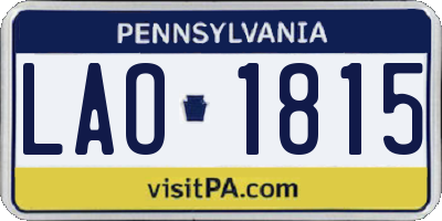 PA license plate LAO1815