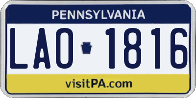 PA license plate LAO1816