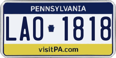 PA license plate LAO1818