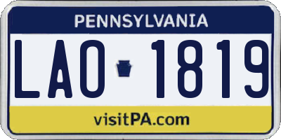PA license plate LAO1819