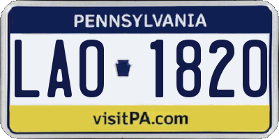 PA license plate LAO1820