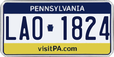 PA license plate LAO1824