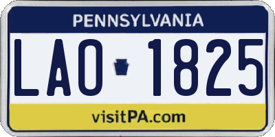 PA license plate LAO1825