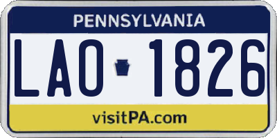 PA license plate LAO1826