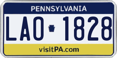 PA license plate LAO1828