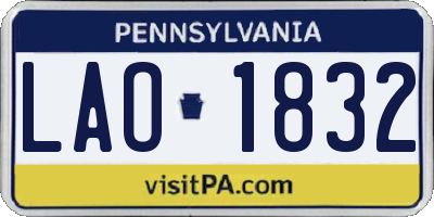PA license plate LAO1832