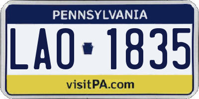 PA license plate LAO1835