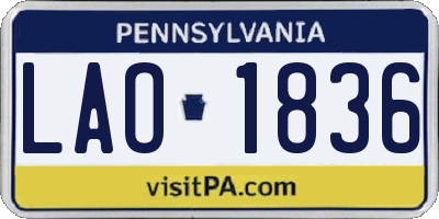 PA license plate LAO1836