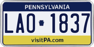 PA license plate LAO1837