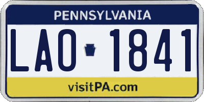 PA license plate LAO1841