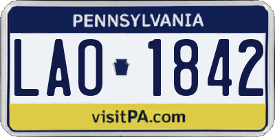 PA license plate LAO1842