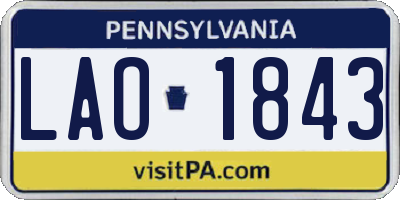 PA license plate LAO1843