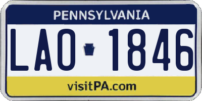 PA license plate LAO1846
