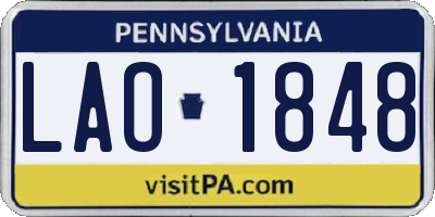 PA license plate LAO1848