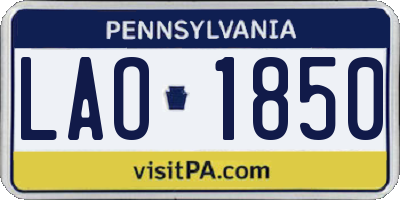 PA license plate LAO1850
