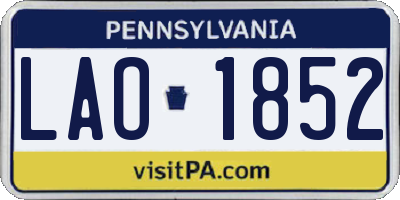 PA license plate LAO1852