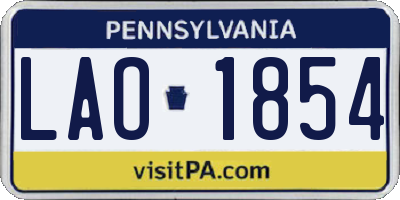 PA license plate LAO1854