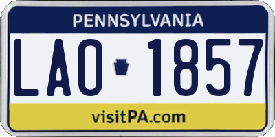 PA license plate LAO1857