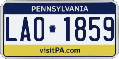 PA license plate LAO1859