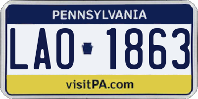 PA license plate LAO1863