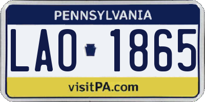 PA license plate LAO1865