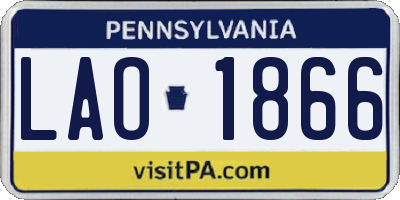 PA license plate LAO1866