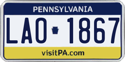 PA license plate LAO1867