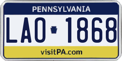 PA license plate LAO1868