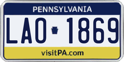 PA license plate LAO1869