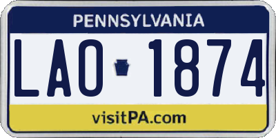 PA license plate LAO1874