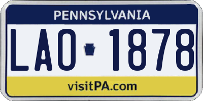 PA license plate LAO1878