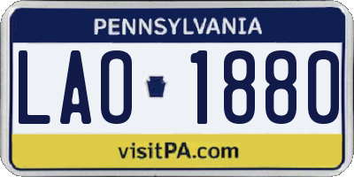 PA license plate LAO1880