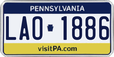 PA license plate LAO1886