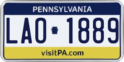 PA license plate LAO1889