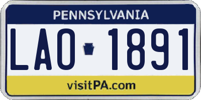 PA license plate LAO1891