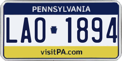 PA license plate LAO1894