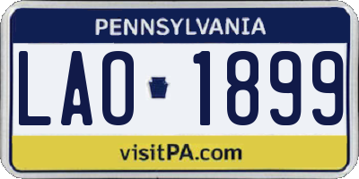 PA license plate LAO1899