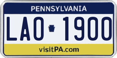 PA license plate LAO1900